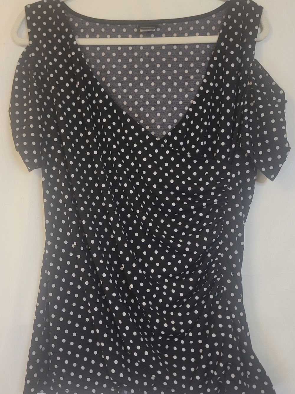 torrid Black and White Polka Dot Cold-Shoulder Blouse